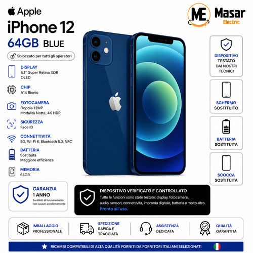 Apple iphone 64gb blu - 12,